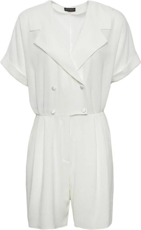 Emporio Armani Kortemouwige double-breasted playsuit White Dames
