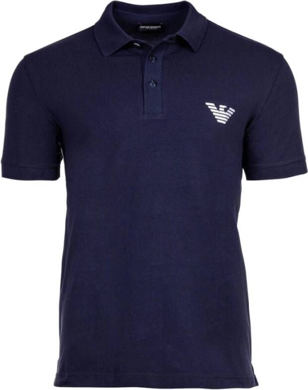 Emporio Armani Klassieke Polo Shirt met Logo Borduursel Blue Heren