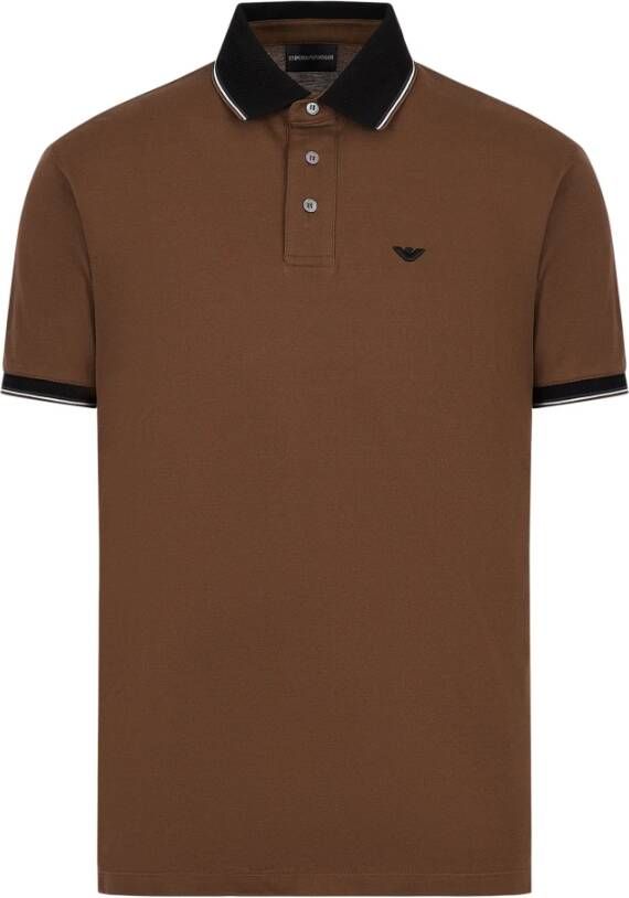 Emporio Armani Klassiek Bruin Piqué Polo Shirt Brown Heren