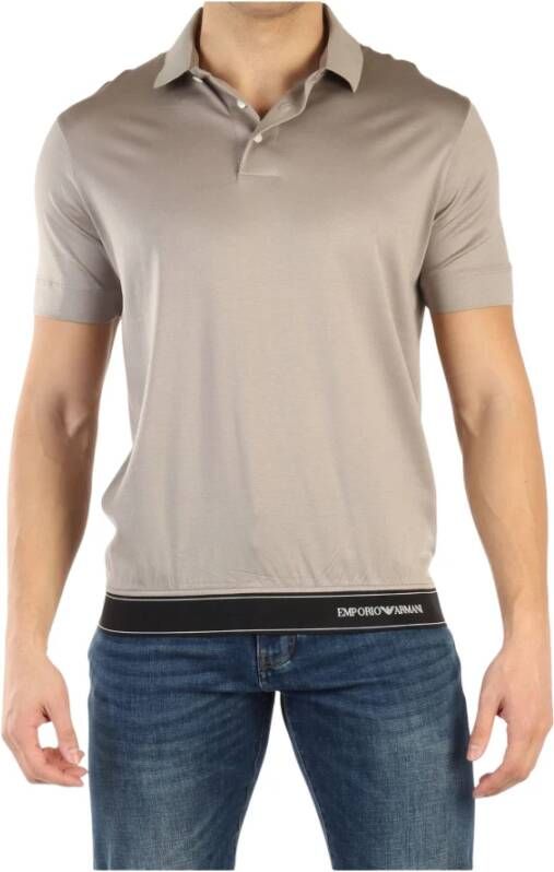 Emporio Armani Logo Elastische Heren Polo Shirt Gray Heren