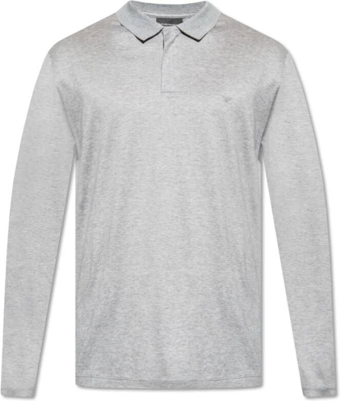Emporio Armani Polo shirt met lange mouwen Beige Heren Kledingwinkel