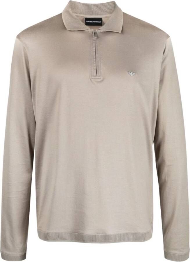 Emporio Armani Stijlvolle Grijze Piqué Logo-Appliqué Polo Shirt Gray Heren