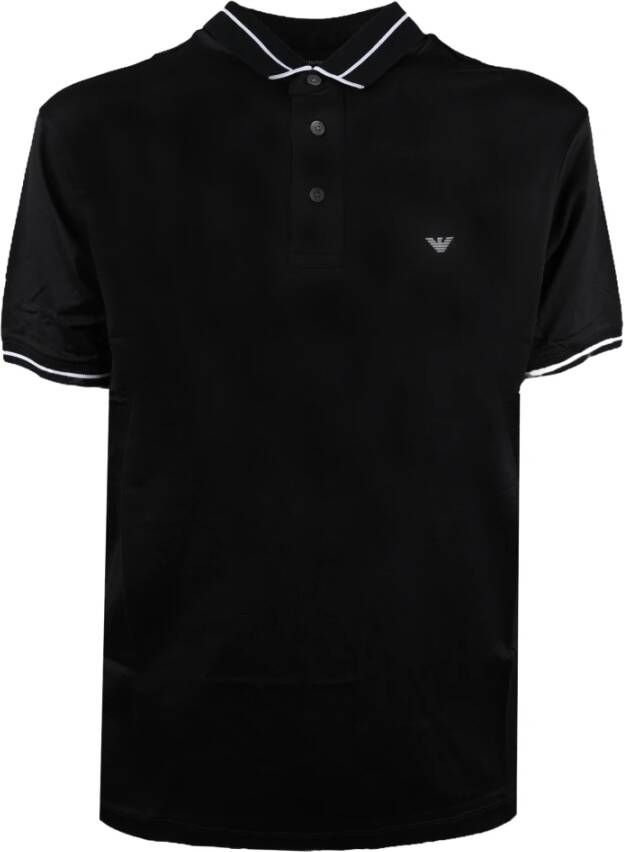 Emporio Armani Lyocell Katoenen Polo T-Shirt Black Heren