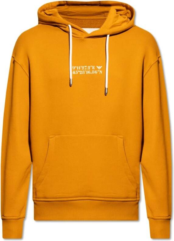 Emporio Armani Printed hoodie Oranje Heren