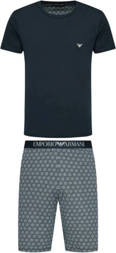 Emporio Armani Pyjama bestaande uit shirt halve mouw plus Bermuda gecoördineerd Zwart Heren