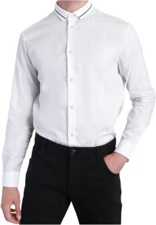 Emporio Armani Regelmatig fit shirt ingelogd volledig in toon op toon Wit Heren