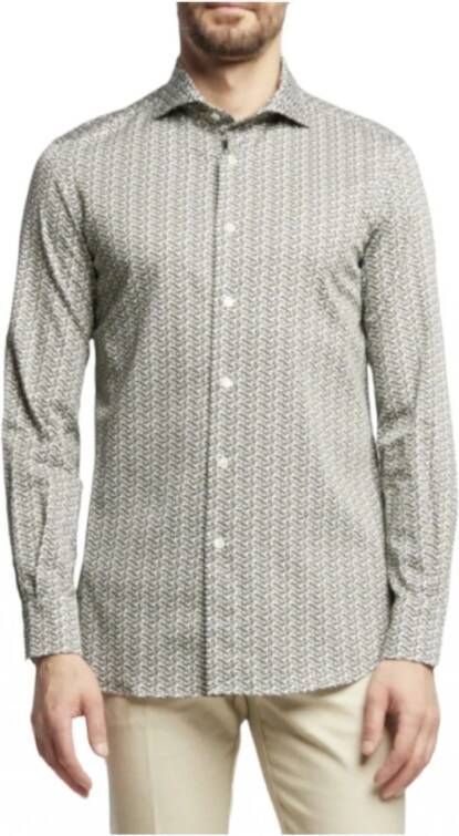 Emporio Armani Regelmatig fit shirt met afdrukken Beige Heren