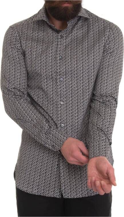 Emporio Armani Regelmatig fit shirt met afdrukken Blauw Heren