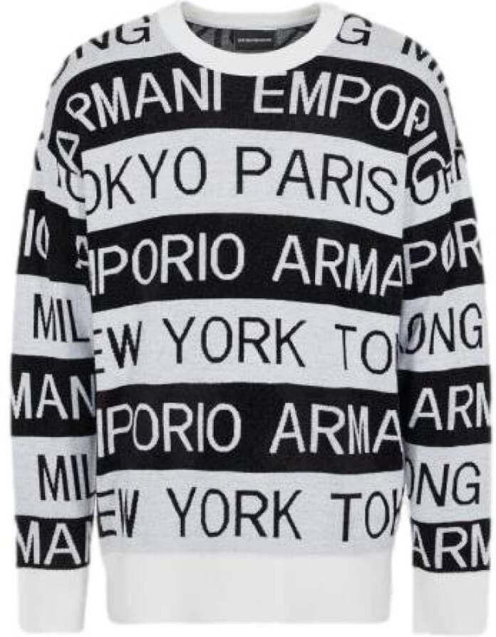 Emporio Armani Zwart-witte trui met logo design White Heren