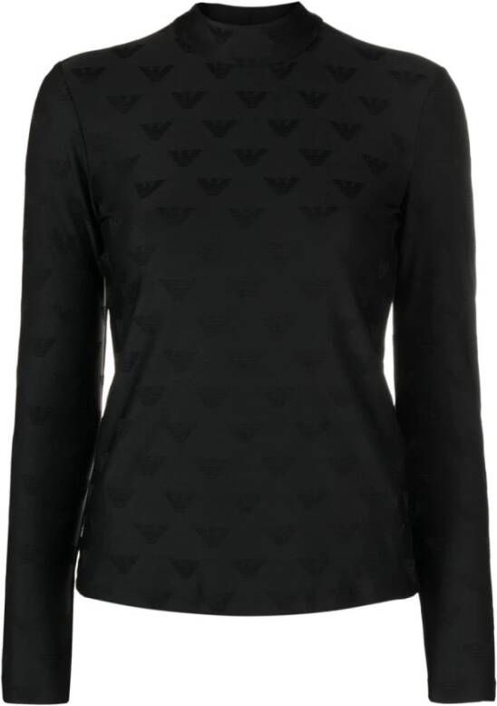 Emporio Armani Logo-Jacquard Coltrui Sweater Black Dames