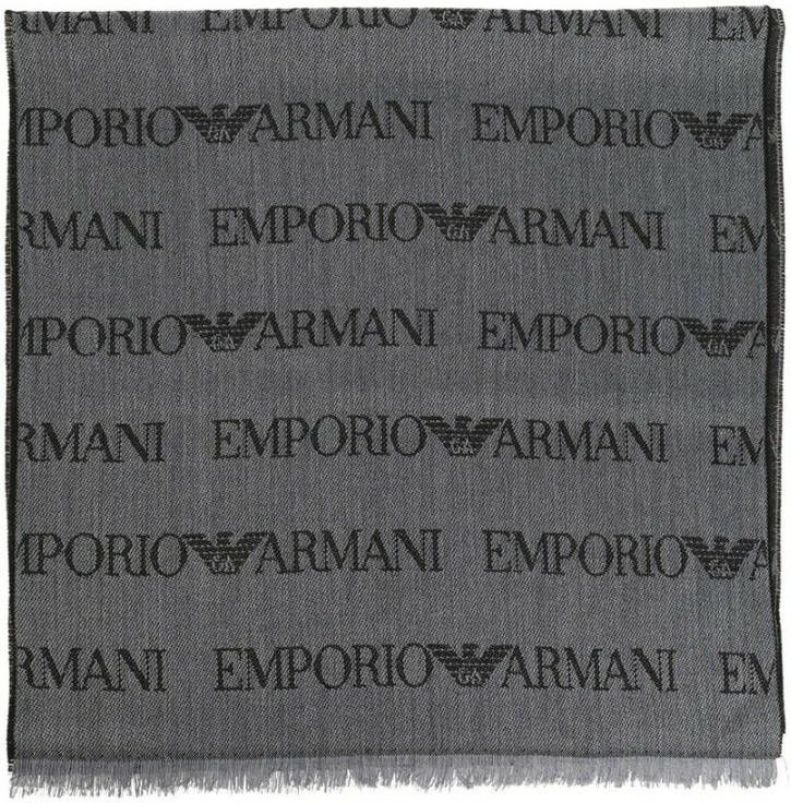 Emporio Armani Heren Sjaal met logo all over Gray Heren