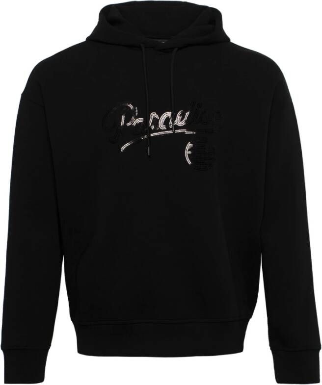 Emporio Armani sequin-embellished drawstring hoodie Zwart Heren