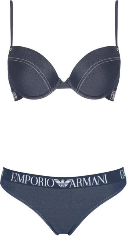 Emporio Armani Jeans Effect Push-Up Braziliaanse Bikini Blue Dames