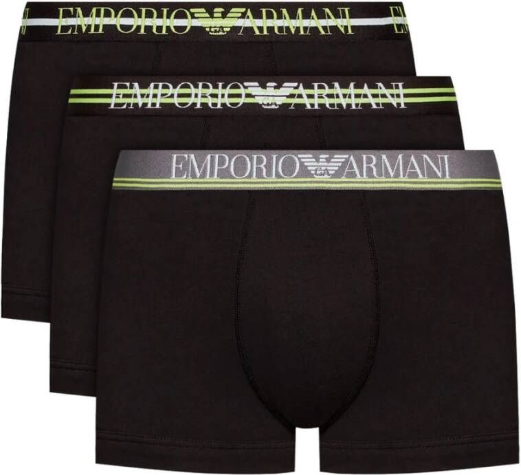 Emporio Armani 3-Pack Boxershorts met Elastische Tailleband Black Heren