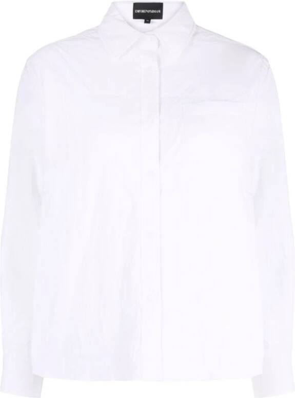 Emporio Armani Witte Katoenen Poplin Overhemd voor Dames White Dames