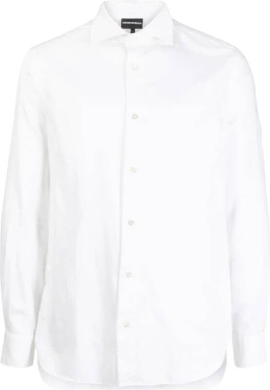 Emporio Armani Witte Regular FIT Overhemd met All Over Adelaar Logo White Heren