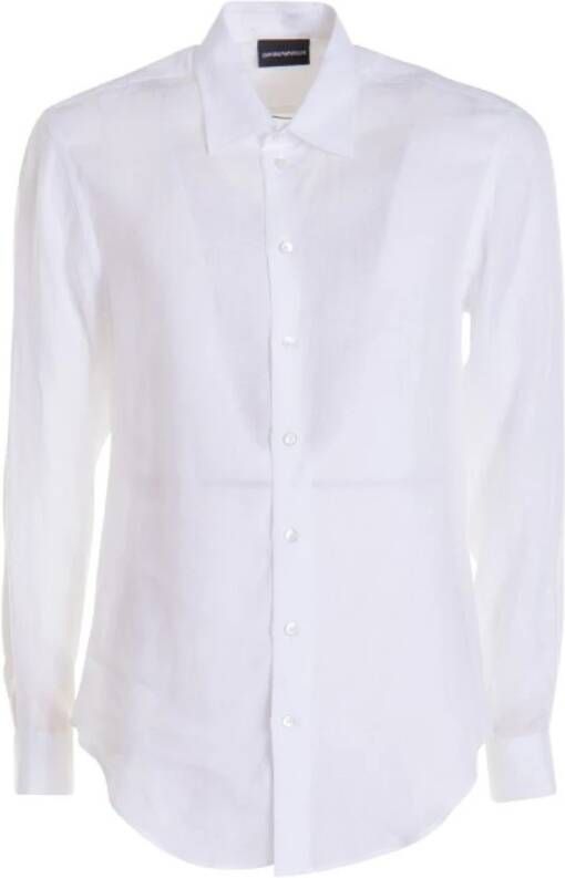 Emporio Armani Kliek Wit Linnen Overhemd voor Heren White Heren