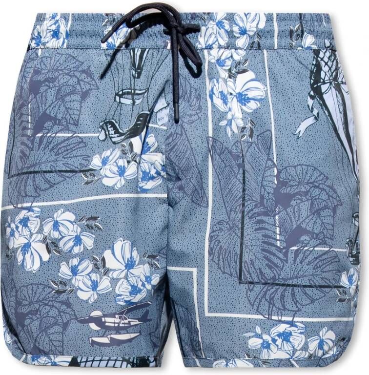 Emporio Armani Shorts met bloemenmotief Blauw Heren