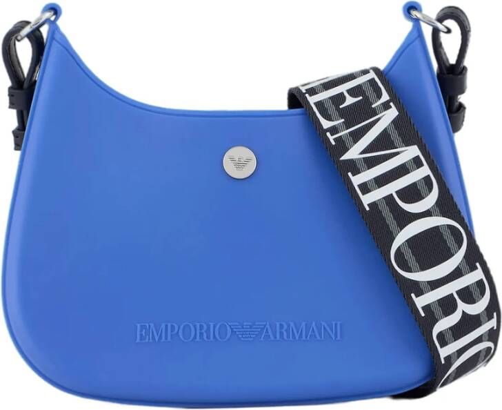Emporio Armani Blauwe Gummy Crossbody Tas met Logo Band Blue Dames