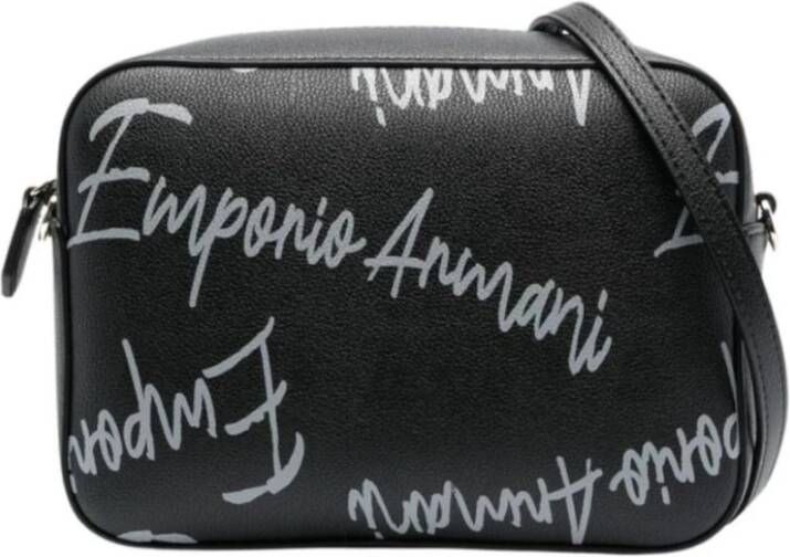 Emporio Armani Zwarte schoudertas met logo-opschrift overal Black Dames