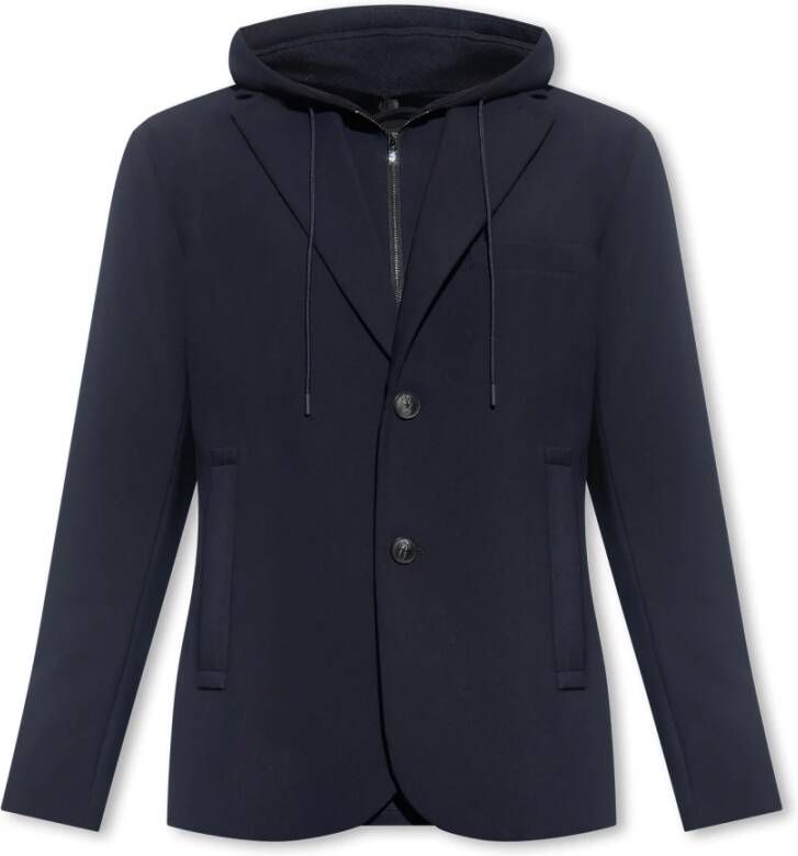 Emporio Armani Blauwe Blazer met Ritssluiting en Reverskraag Blauw Heren - Foto 1