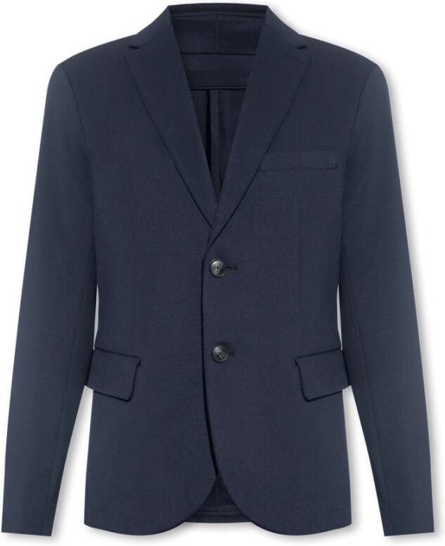 Emporio Armani Single-breasted blazer met capuchon Blauw Heren