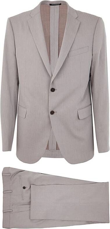 Emporio Armani Single Breasted Suits Beige Heren