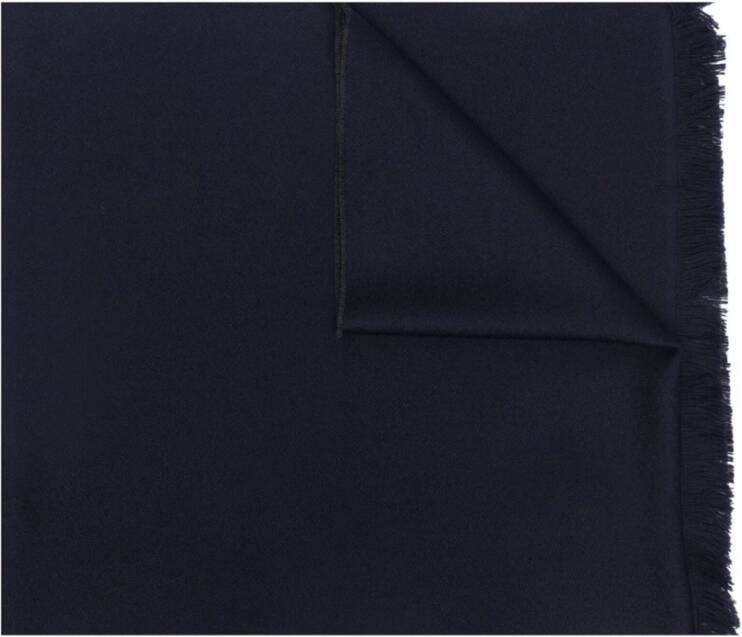 Emporio Armani Navy Blauw Logo Jacquard Wollen Sjaal Blue Heren