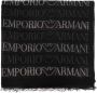 Emporio Armani Vierkante Wollen Sjaal met Franje Randen Black Heren - Thumbnail 1
