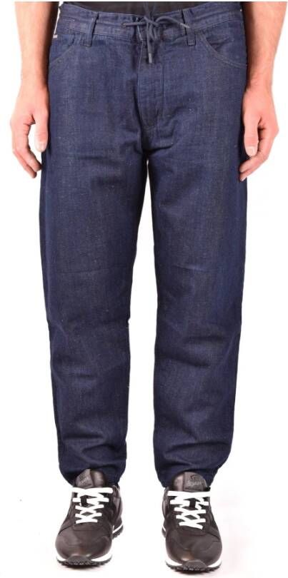 Emporio Armani Blauwe Katoenen Jeans met Distressed Detail Blue Heren