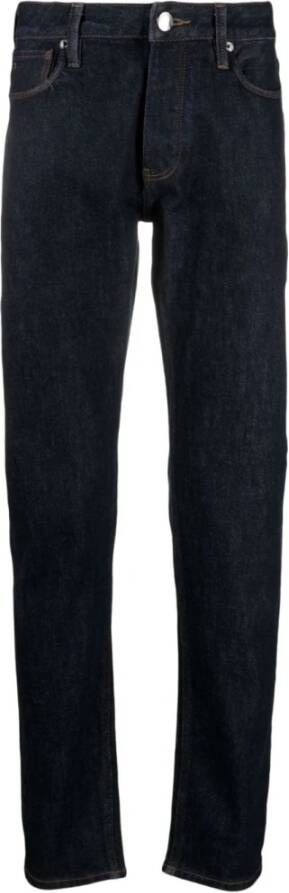 Emporio Armani J75 Rinse Gewassen Jeans met Contrasterende Stiksels Blue Heren