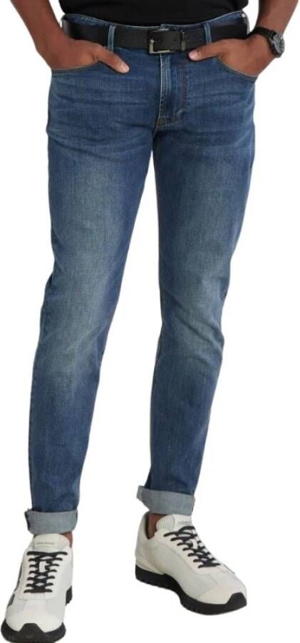 Emporio Armani Slimme Denim Jeans met Logo Label Blue Heren