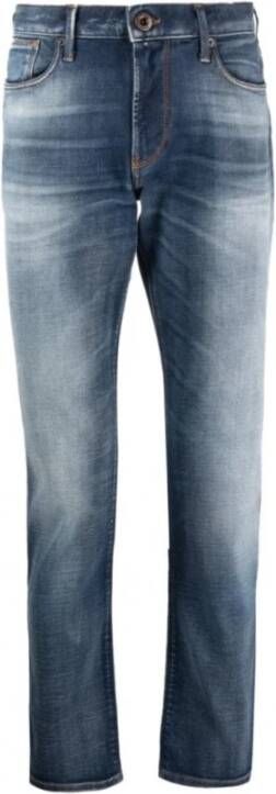 Emporio Armani Trendy Slim-Fit Stone Washed Jeans Blue Heren