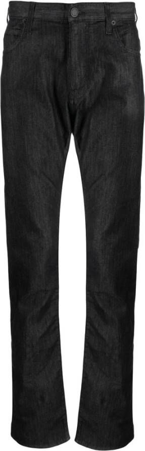 Emporio Armani Donkergrijze high-waisted straight leg jeans Black Heren