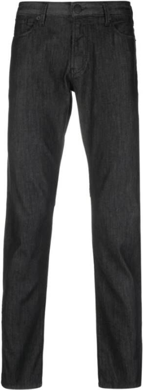Emporio Armani Zwarte Slim-Fit Jeans met Logo Detail Black Heren