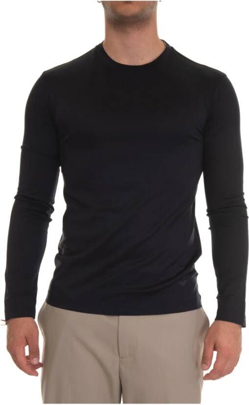 Emporio Armani Slim Fit T-shirt met Lange Mouwen Blauw Heren