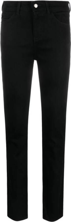 Emporio Armani Zwarte Slim-Fit Jeans met Middelhoge Taille Black Dames
