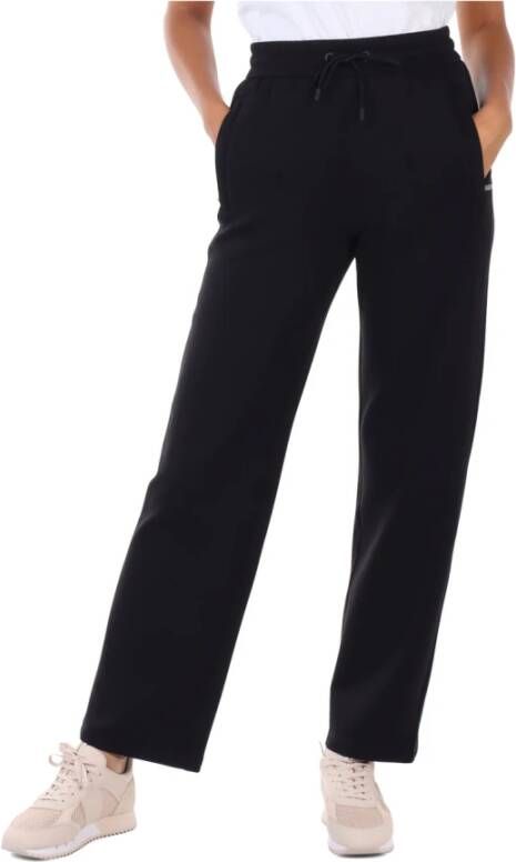 Emporio Armani Sportieve katoenen broek met logo patch Black Dames