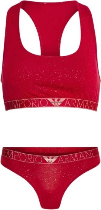 Emporio Armani Stardust Bratte + Braziliaanse Slip Set in Metalen Verpakking Red Dames