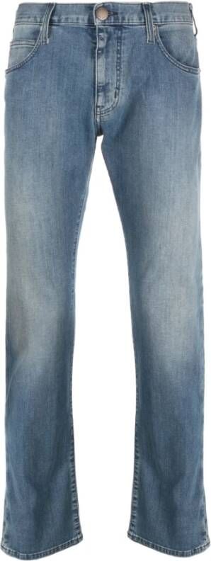 Emporio Armani Blauwe Straight-Leg Jeans Blue Heren