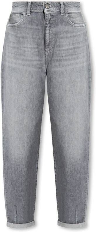 Emporio Armani Stonewashed High-Waisted Tapered Jeans Gray Dames