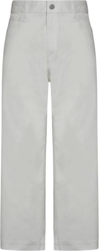 Emporio Armani Witte Jeans met Wijde Pijpen en Metalen Logo Knoop White Heren