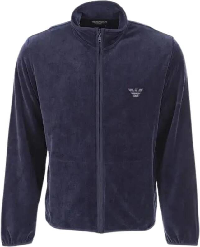 Emporio Armani Blauwe Sweaters met Hoge Hals en Rits Blue Heren