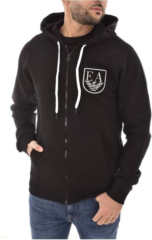 Emporio Armani Zwarte hoodie met ritssluiting logo Black Heren