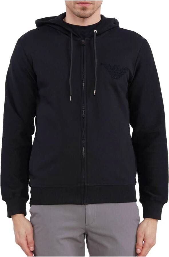 Emporio Armani 3D Logo Rits Hoodie Black Heren