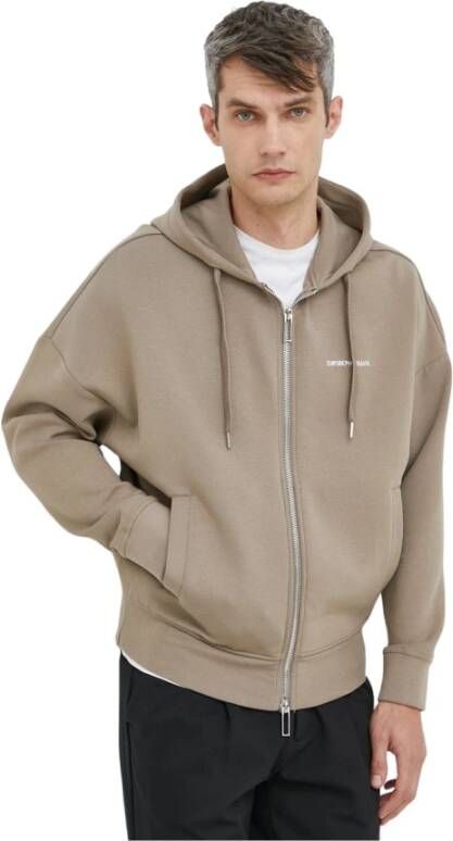Emporio Armani Savana Hoodie Sweaters met rits Beige Heren