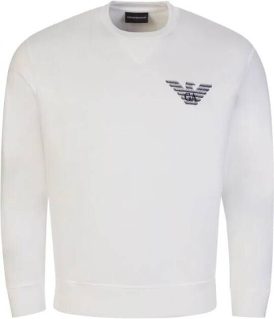 Emporio Armani Heren Wit Katoenmix Adelaar Logo Sweatshirt White Heren