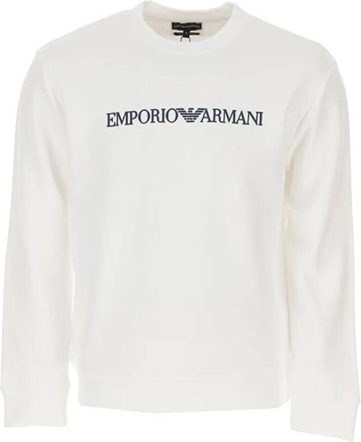 Emporio Armani Heren Wit Logo Tekst Sweatshirt White Heren