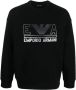 Emporio Armani Zwarte Double Jersey Sweatshirt met Maxi Logo Lettering en Grijs Adelaar Logo Black Heren - Thumbnail 1
