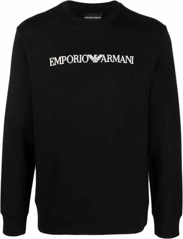 Emporio Armani Zwart Logo-Print Crew-Neck Sweatshirt Zwart Heren